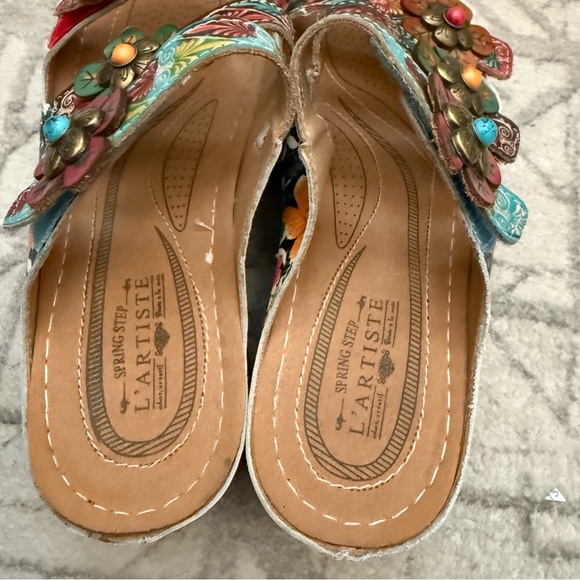 L’Artiste Dansaye Sandals Floral Genuine Leather Hook Loop Comfort Size 36 Boho - Picture 5 of 6